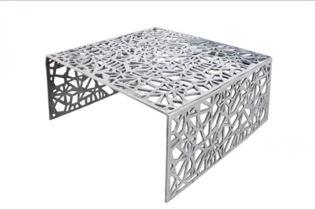 Handgemaakte salontafel ABSTRACT 60cm aluminium, zilverkleurig in het spleetdesign - Img 7