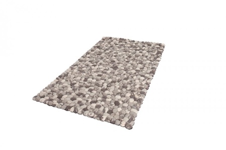 Handgeweven scheerwollen tapijt LIVING 200x120cm grijs vilt steen look - Img 3