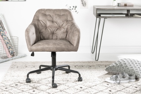 In hoogte verstelbare bureaustoel taupe met quilting - Img 2