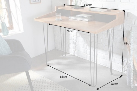 Industrieel bureau STUDIO 110 cm eiken-look laptoptafel met haarspeldpoten - Img 2