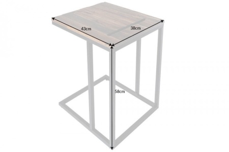 Industriële bijzettafel SCANDINAVIA 43cm acaciahout met tablethouder - Img 2