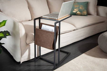 Industriële Bijzettafel zoals Laptoptafel 48 cm eiken look bijzettafel met plank - Img 4