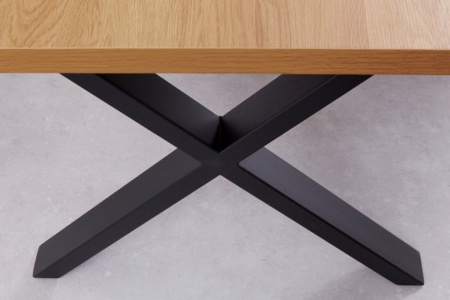 Industriële eettafel 160 cm eiken look gelamineerd houtmateriaal met zwart X-onderstel - Img 6
