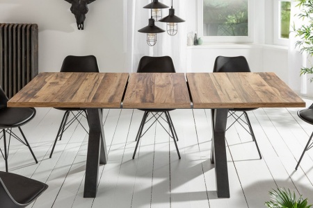 Industriële eettafel uitschuifbaar 140-190 cm eiken look met X-poten - Img 4