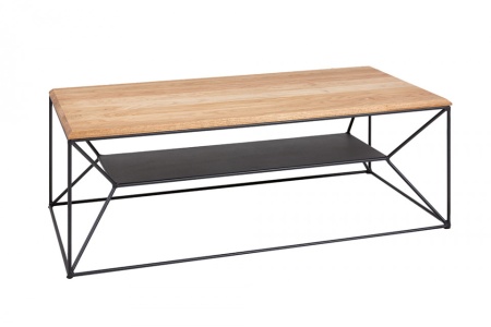 Industriële salontafel ARCHITECTURE 110cm geolied eikenhout met plank - Img 8