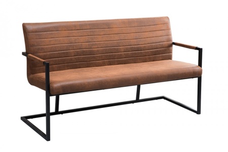 Industriele sledebank LOFT 160cm vintage bruin met armleuningen - Img 5