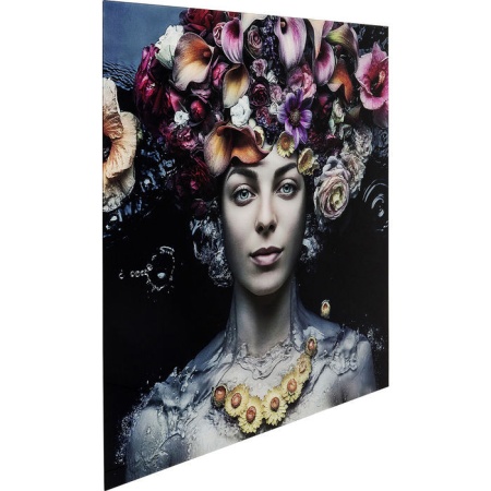 Ingelijste kunst glas Flower Art Lady 120x120cm - Img 4