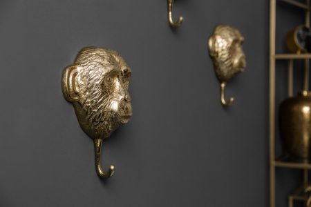 Kapstok Apen set van 3 Haken 25 cm goud - Img 3