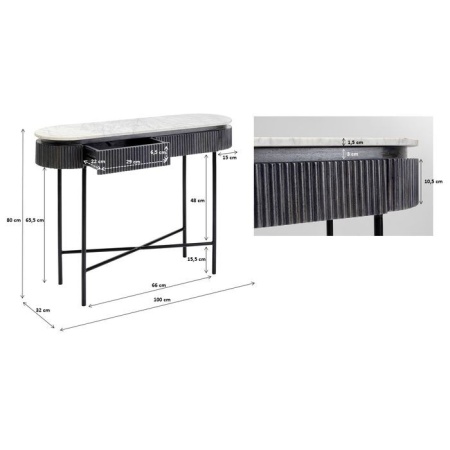 Kare design Console Glenn Sidetable 100cm met Marmer tafelblad - Img 3