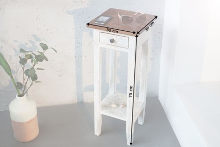 Landhuis bijzettafel LA FLEUR 75cm witte mahonie telefoontafel - Img 2