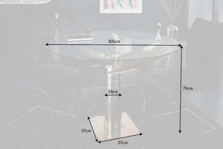 Maritieme eettafel OCEAN 105 cm zilver antiek Glazen eettafel met scheepsschroef - Img 2