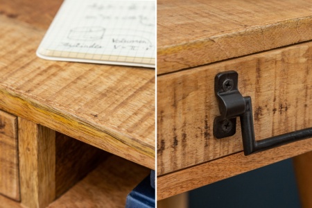 Massief bureau RETRO 120 cm mangohouten met lade - Img 6
