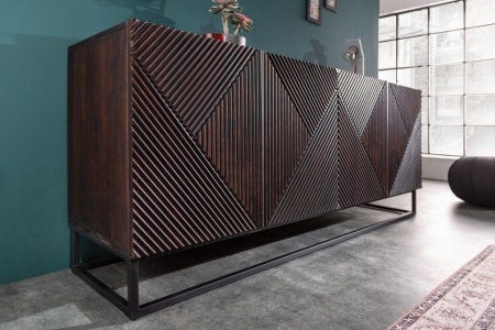 Massief dressoir CREATIVO 177 cm mangohout complex front in retro-design - Img 6