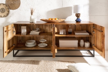 Massief dressoir SCORPION 177 cm bruin mangohout, gedetailleerd 3D-houtsnijwerk - Img 2