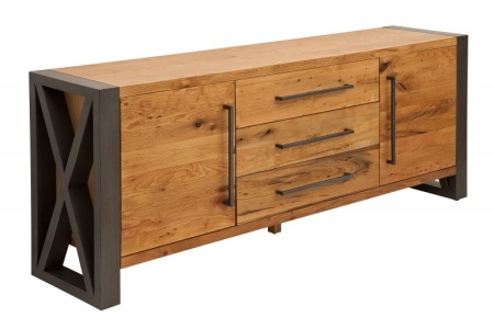 Massief dressoir THOR 200cm wild eiken geolied in industrieel design - Img 5
