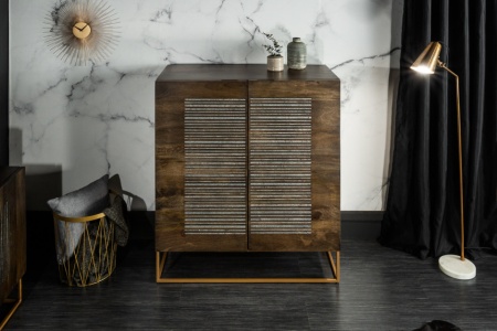 Massief highboard Shiny 100cm mangohout met agaatsteen afwerking - Img 4
