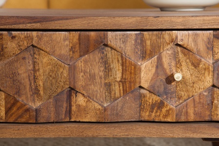 Massief hout salontafel met lades LIVING 110 cm naturel sheesham 3D-oppervlak massief hout - Img 6