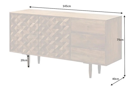 Massief houten dressoir ALPINE 145 cm natuurlijke acacia retro-design met honingkleurige afwerking - Img 2