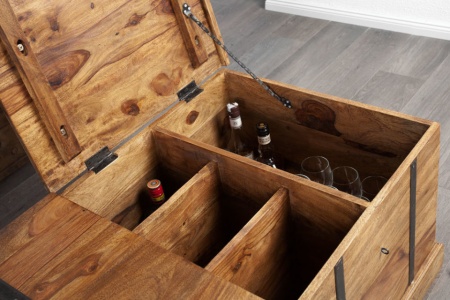 Massief houten salontafel Kist 100 cm Sheesham welke ruimte bied voor 8 flessen wijn - Img 8