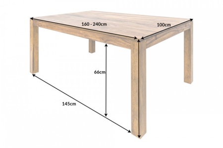 Massief Sheeshamhout Eettafel PURE 160-240cm met Verlengbare platen - Img 2