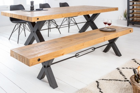 Massieve bank THOR 200 cm natuurlijk gerecycled grenenhout in industrieel design - Img 4
