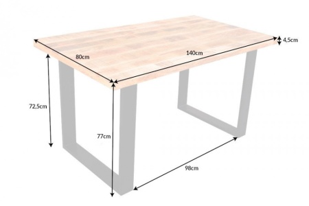 Massieve eettafel 140 cm mangohout ijzer industrieel design - Img 2