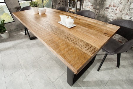 Massieve eettafel 200cm mangohout ijzer industrieel design - Img 2