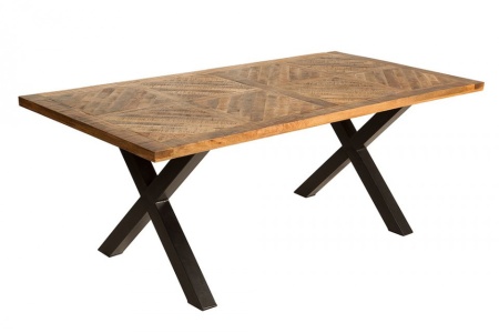 Massieve eettafel BREAK 160cm natuurlijk mangohout industrieel design - Img 6