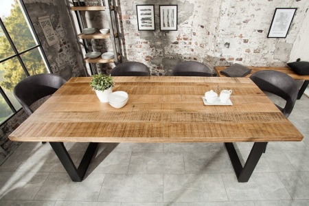 Massieve eettafel IRON CRAFT 160 cm mangohout ijzer industrieel design - Img 3