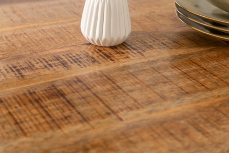 Massieve eettafel IRON CRAFT 160 cm mangohout industrieel design met X-poten - Img 5