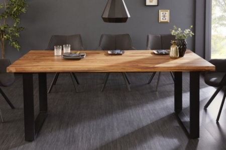 Massieve eettafel IRON CRAFT 180cm Sheesham-steenafwerking Industrieel ontwerp - Img 4