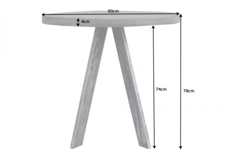 Massieve eettafel IRON CRAFT 80cm ronde grijs mangohouten gebogen poten - Img 2