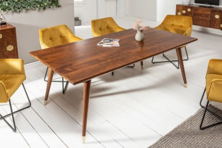 Massieve eettafel MYSTIC LIVING 160cm bruin goud acaciahout in retro design - Img 3