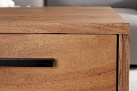Massieve salontafel 110cm acaciahout naturel zwart met lades - Img 7