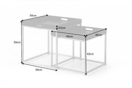 Moderne bijzettafel set van 2 ELEMENTS 50cm zwart stalen uitneembare tray - Img 7