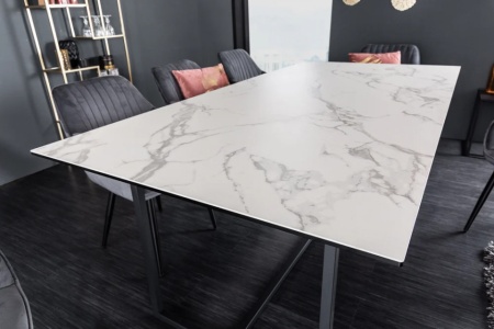 Moderne eettafel 200cm wit keramiek in marmerlook - Img 3