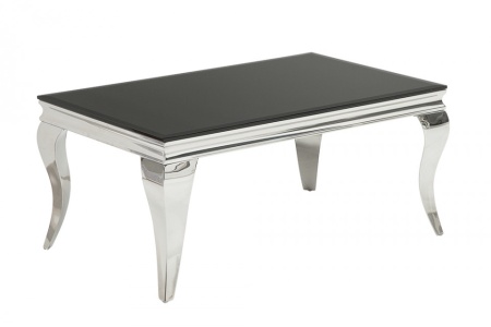 Moderne Salontafel BAROQUE 100cm zilver met zwart opaal glas - Img 5