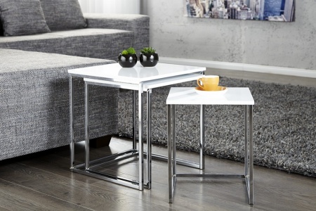 moderne Salontafel / Bijzettafel Model: Fusion - 3 Set - Img 2