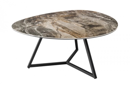 Moderne salontafel MARVELOUS 70 cm taupe zwart metaal marmer keramiek gemaakt in Italië - Img 2