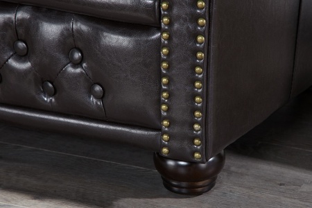 Nobele Chesterfield 3-zits bank coffee bruine knoop stiksels 210cm - Img 2