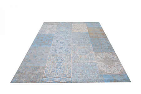 Oosters patchwork vloerkleed 240x160cm lichtblauw katoen - Img 2