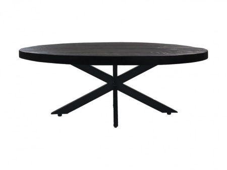 Ovale salontafel - 120x80x44,5 - Zwart - Mangohout/metaal - Img 2