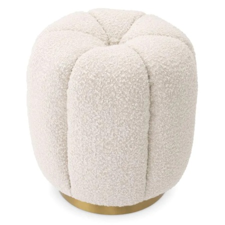 Poef STOOL ORCHANIC Bouclécrème | geborsteld messing afwerking van Eichholtz - Img 3