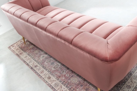 Retro 3-zitsbank NOBLESSE 225cm antiek roze fluweel 3-zits met decoratief stiksel - Img 6