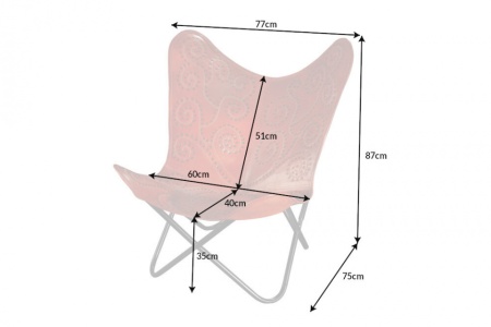Retro loungestoel BUTTERFLY lichtbruine lederen bekleding met decoratieve klinknagels - Img 2
