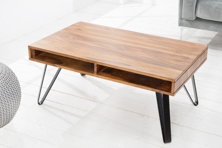 Retro salontafel SPIDER Sheesham 100cm metalen poten Stone Finish - Img 2