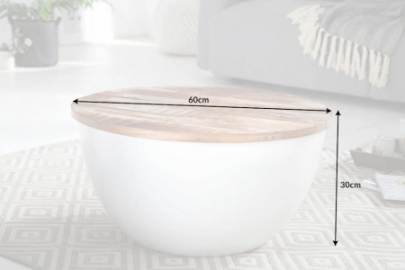 Salontafel Industrial Storage Wit 60cm Massief Mango Hout - Img 2