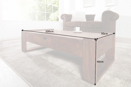 Salontafel met Lade Sheeshamhout MARKANT 100cm - Img 4