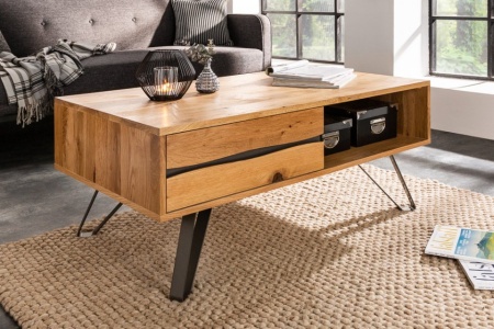Salontafel met massieve boomrand LIVING EDGE 110 cm geolied wild eiken - Img 4