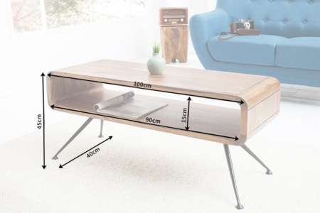 Salontafel Sheeshamhout Retro Design 100 cm - Img 2